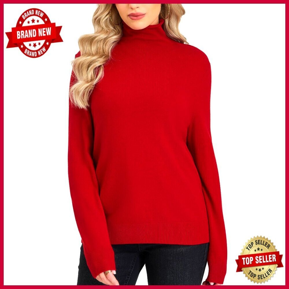 Merino Wool Turtleneck Sweater Fitted Pullover Long Sleeve Winter Top